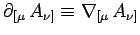 $\partial_{[\mu}\, A_{\nu]}\equiv \nabla_{[\mu}\, A_{\nu]}$